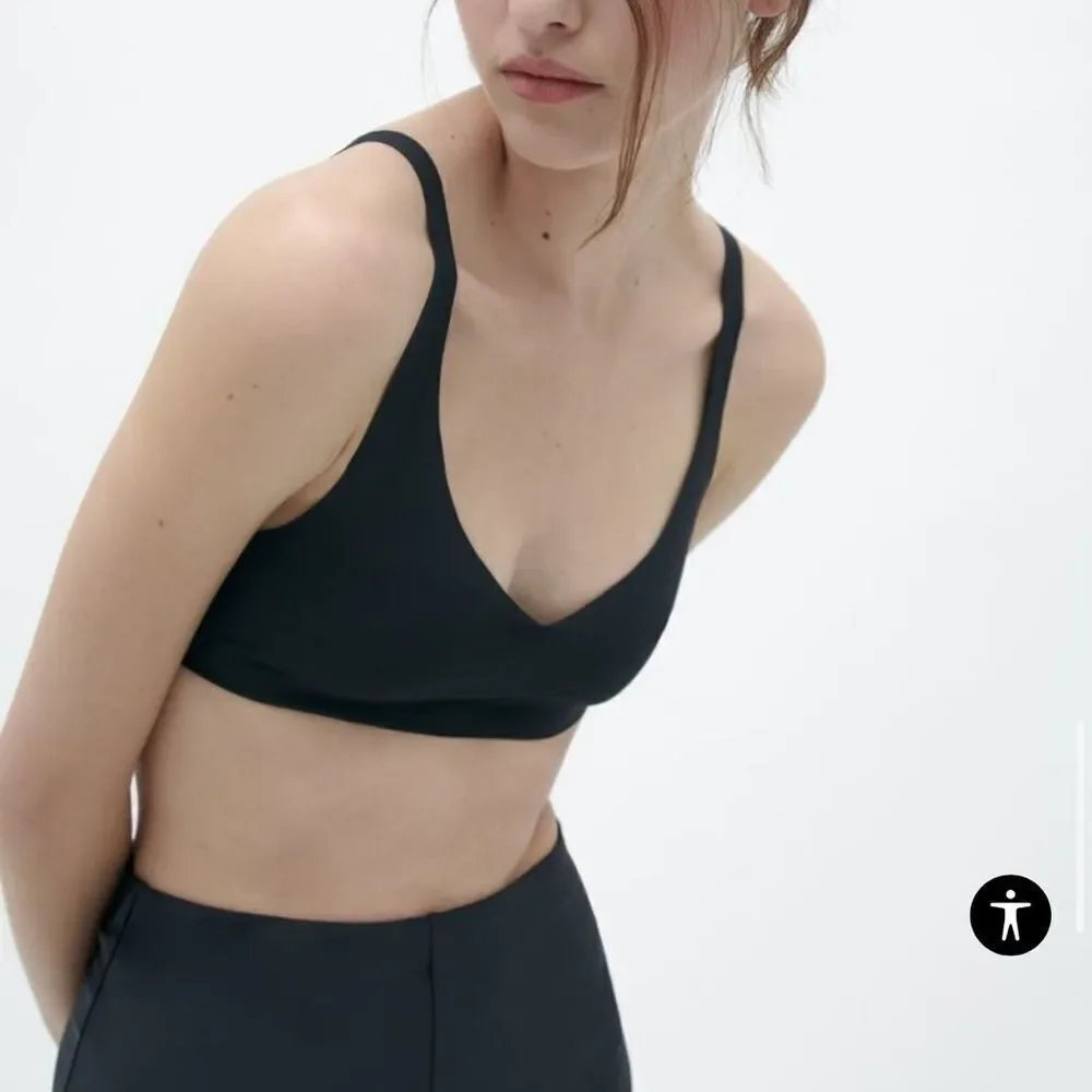 Zara Bralette With V-Neck and Wide Straps Black S NWT - Picture 5 of 8